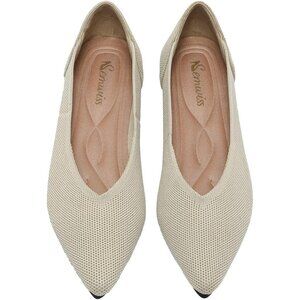 Women Pointed Toe Ballet Beige Flats Comfortable Casual Dressy Work Office Shoes
